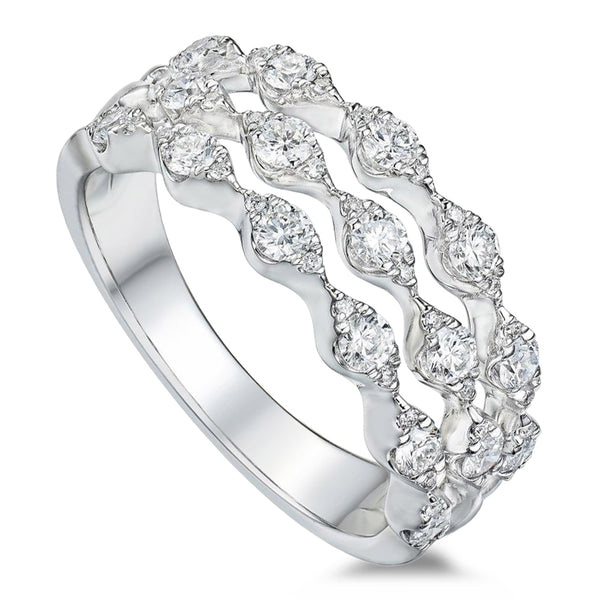 18ct White Gold 0.75ct Triple Row Diamond Ring