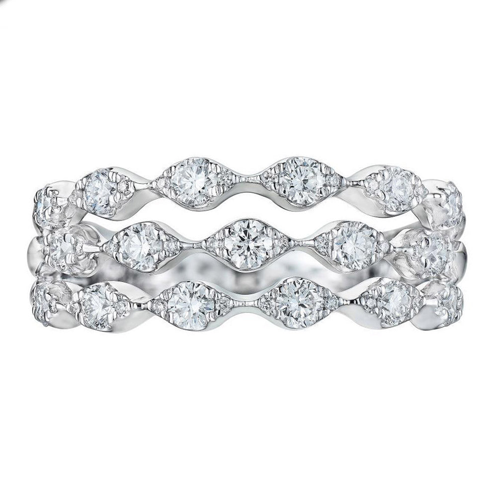 18ct White Gold 0.75ct Triple Row Diamond Ring