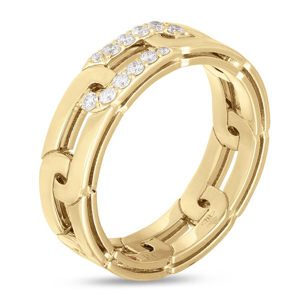Roberto Coin 18ct Yellow Gold 0.15ct Diamond Navarra Ring ADR888RI2159