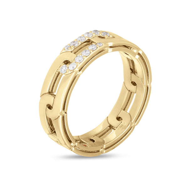 Roberto Coin 18ct Yellow Gold 0.15ct Diamond Navarra Ring ADR888RI2159