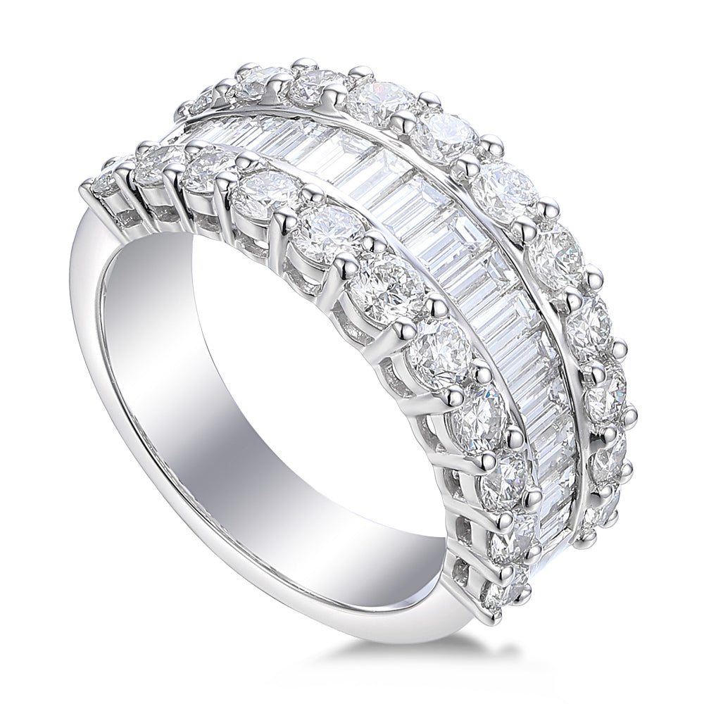 Platinum 2.95ct Triple Row Diamond Ring