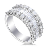 Platinum 2.95ct Triple Row Diamond Ring