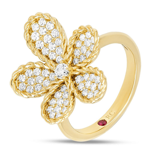 Roberto Coin 18ct Yellow Gold 0.64ct Diamond Jasmine Ring ADR777RI3725