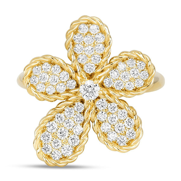 Roberto Coin 18ct Yellow Gold 0.64ct Diamond Jasmine Ring ADR777RI3725