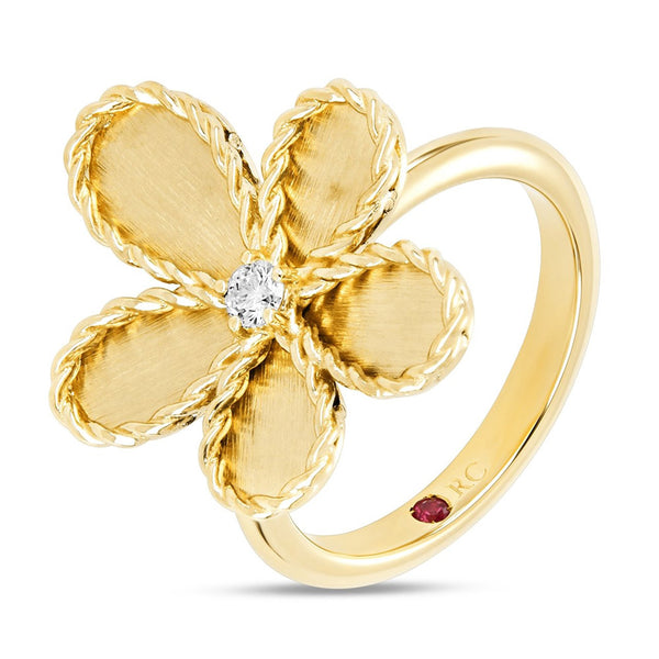 Roberto Coin 18ct Yellow Gold 0.06ct Diamond Jasmine Ring ADR777RI3646