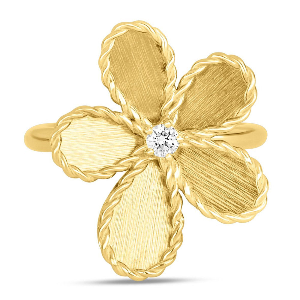 Roberto Coin 18ct Yellow Gold 0.06ct Diamond Jasmine Ring ADR777RI3646