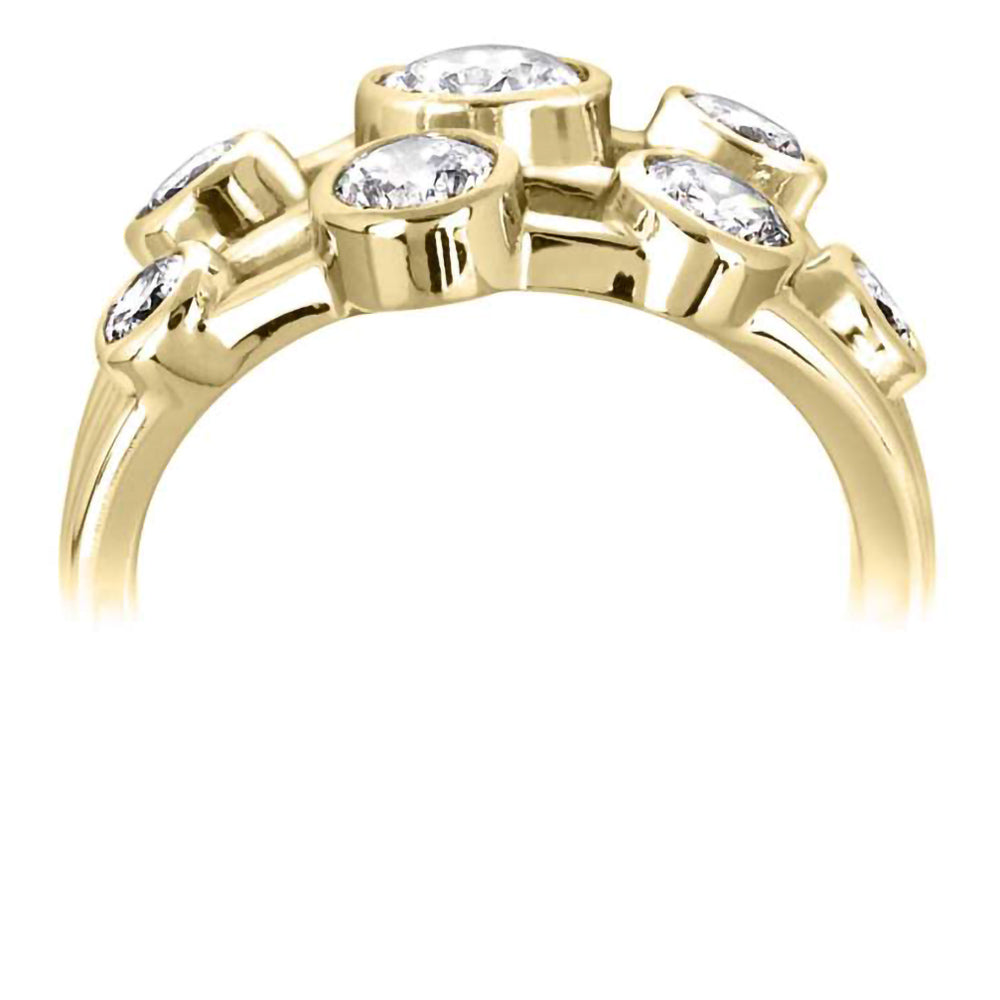 18ct Yellow Gold 1.00ct Seven Stone Diamond Bubble Ring