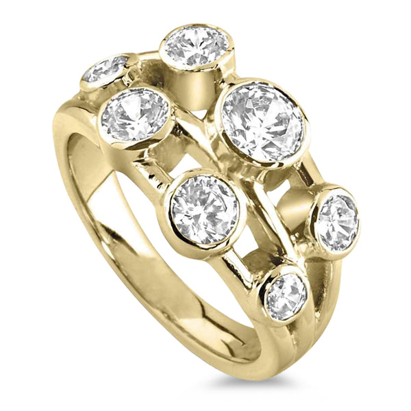 18ct Yellow Gold 1.00ct Seven Stone Diamond Bubble Ring
