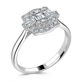 18ct White Gold 0.51ct Baguette And Round Brilliant Cut Diamond Fancy Ring