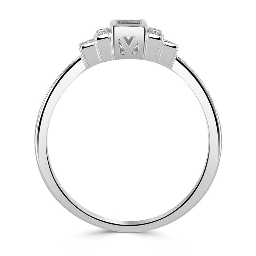 18ct White Gold 0.46ct Baguette And Round Brilliant Cut Diamond Fancy Ring