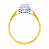18ct Yellow Gold 0.46ct Baguette And Round Brilliant Cut Diamond Fancy Halo Ring