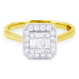 18ct Yellow Gold 0.46ct Baguette And Round Brilliant Cut Diamond Fancy Halo Ring