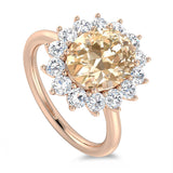 9ct Rose Gold 2.33ct Morganite And 0.79ct Round Brilliant Cut Diamond Cluster Ring