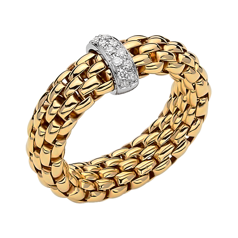 FOPE 18ct Yellow Gold Vendome Flex-It 0.10ct Diamond Ring 55902AX_BB_G_XBX