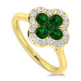 18ct Yellow Gold 0.51ct Emerald And 0.22ct Diamond Clover Ring