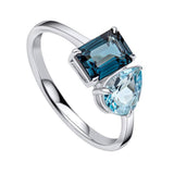 9ct White Gold Toi Et Moi Blue Topaz Ring GR631