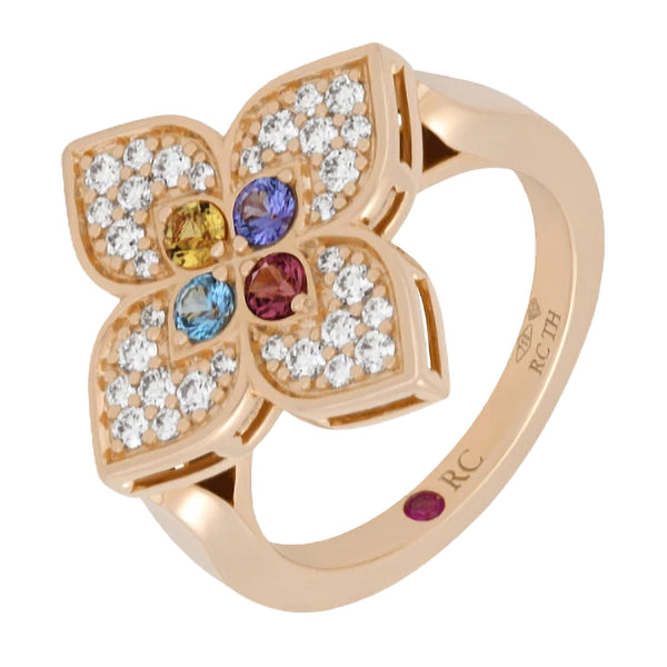 Roberto Coin 18ct Rose Gold 0.35ct Diamond And 0.19ct Mixed Gemstone Venetian Princess Carnival Ring ADV777RI3648