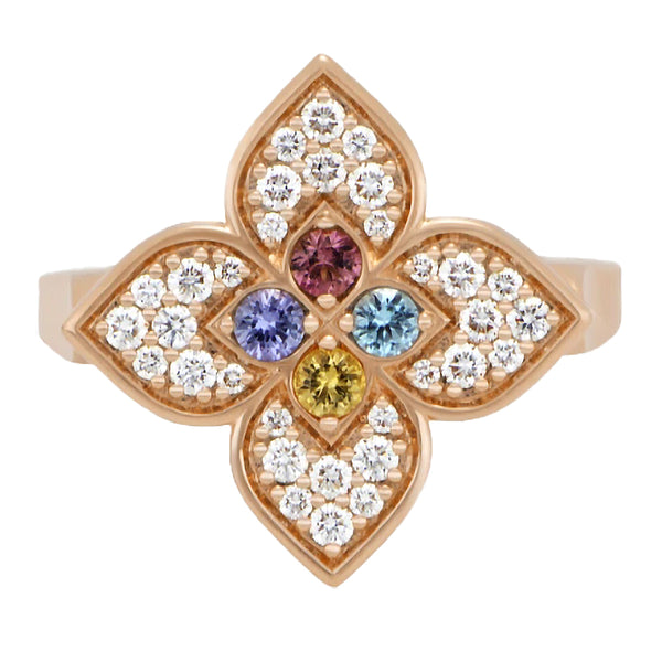 Roberto Coin 18ct Rose Gold 0.35ct Diamond And 0.19ct Mixed Gemstone Venetian Princess Carnival Ring ADV777RI3648