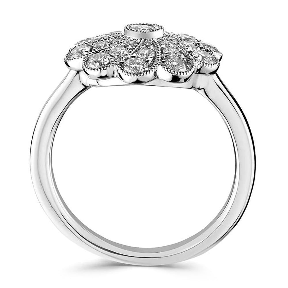 Platinum 0.78ct Round Brilliant Cut Diamond Art Deco Ring