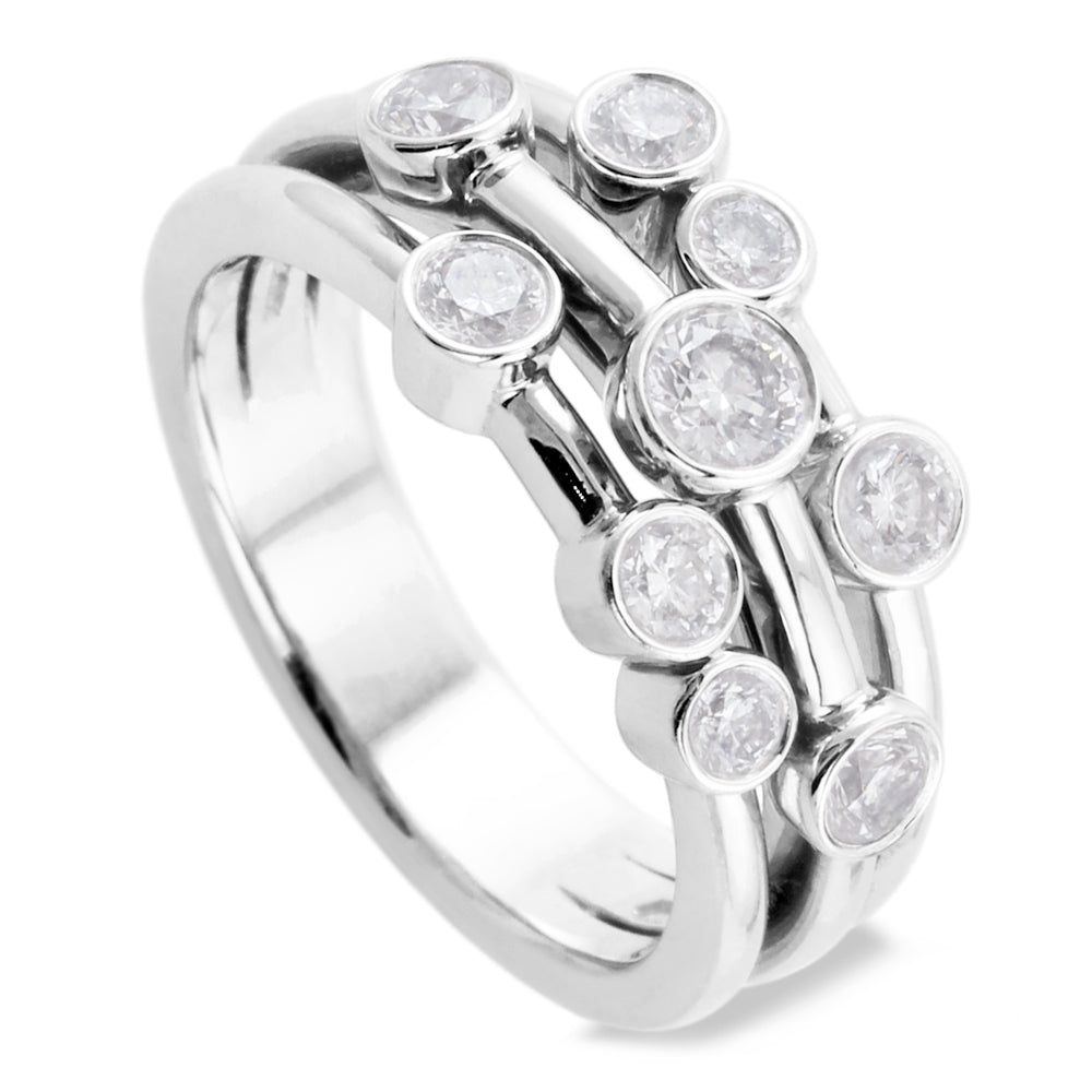 Platinum 1.59ct Nine Stone Diamond Bubble Ring