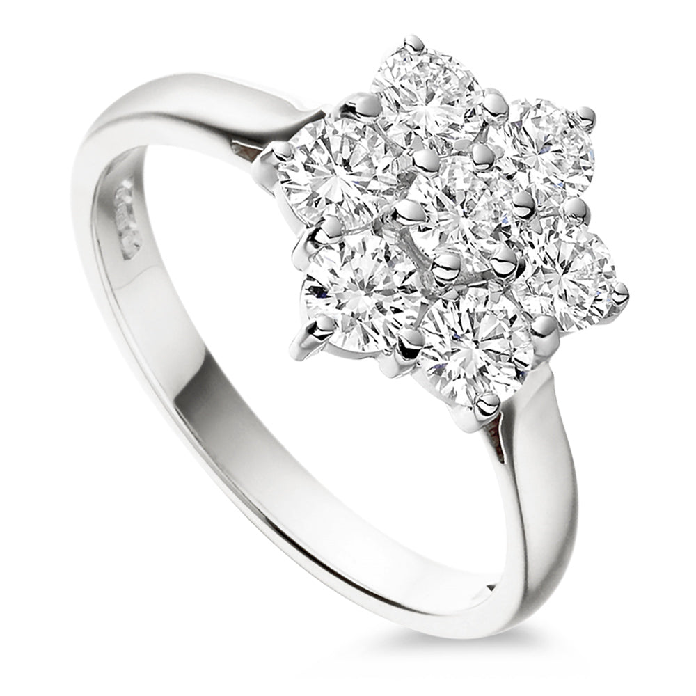 Platinum 2.04ct Diamond Daisy Cluster Ring