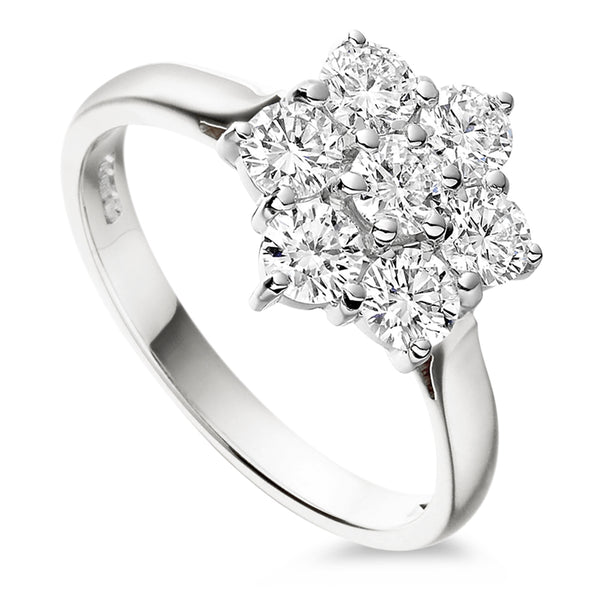 Platinum 2.04ct Diamond Daisy Cluster Ring