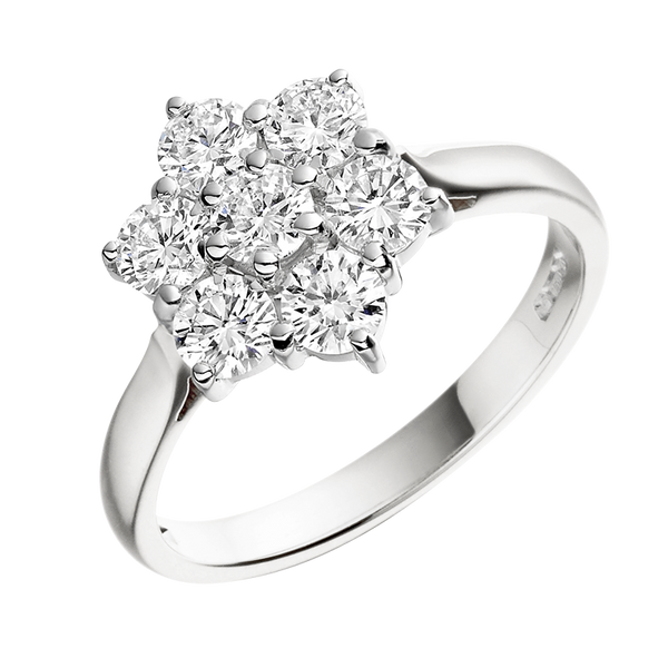 Platinum 2.04ct Diamond Daisy Cluster Ring