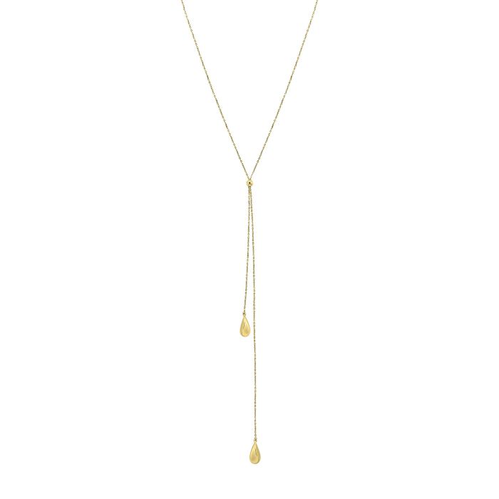 9ct Yellow Gold Teardrop Lariat Necklace GN421