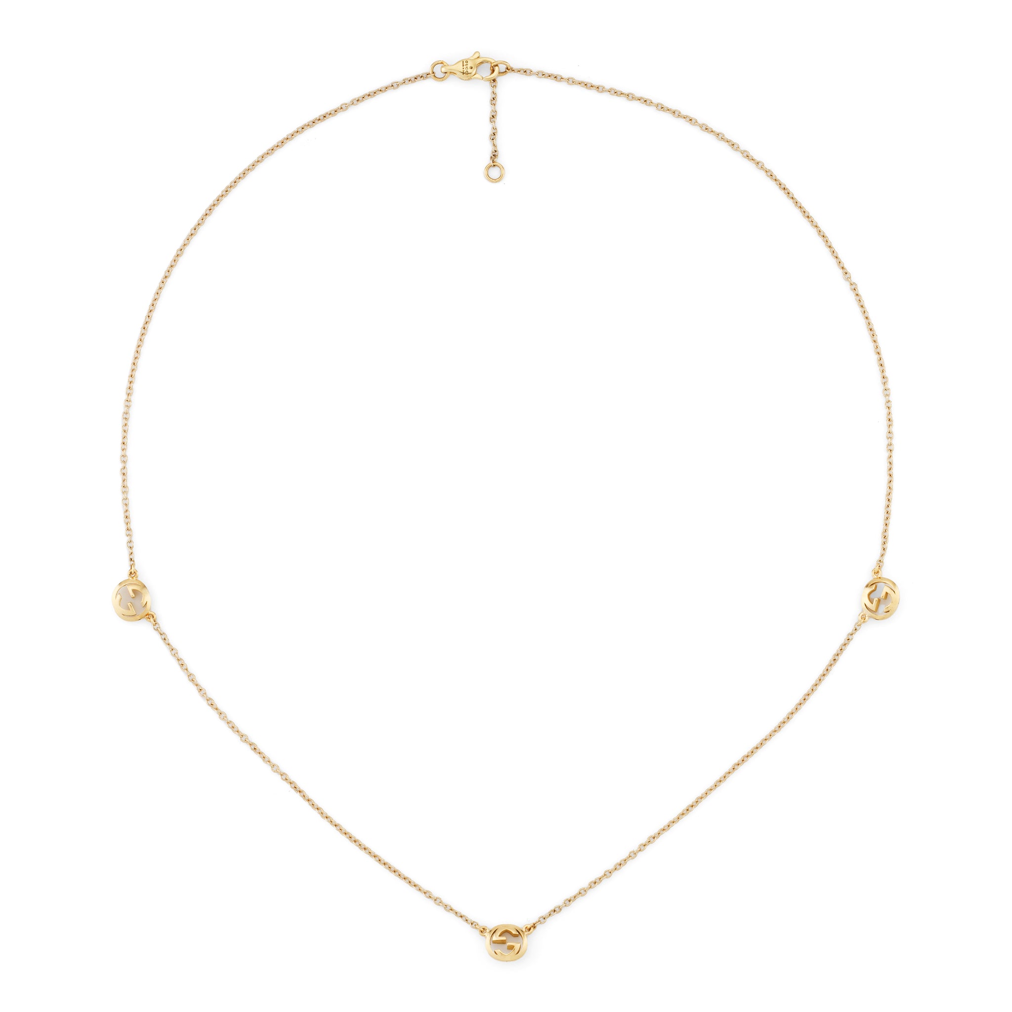 Gucci Interlocking 18ct Yellow Gold Station Necklace YBB87419500100U