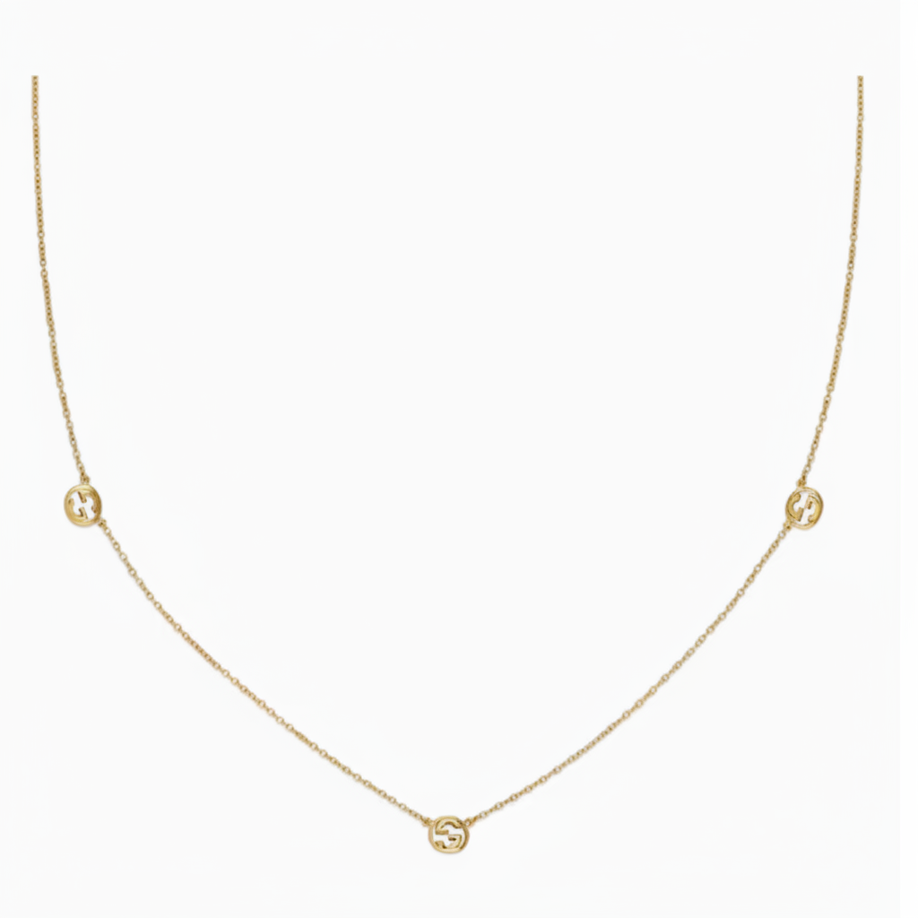 Gucci Interlocking 18ct Yellow Gold Station Necklace YBB87419500100U