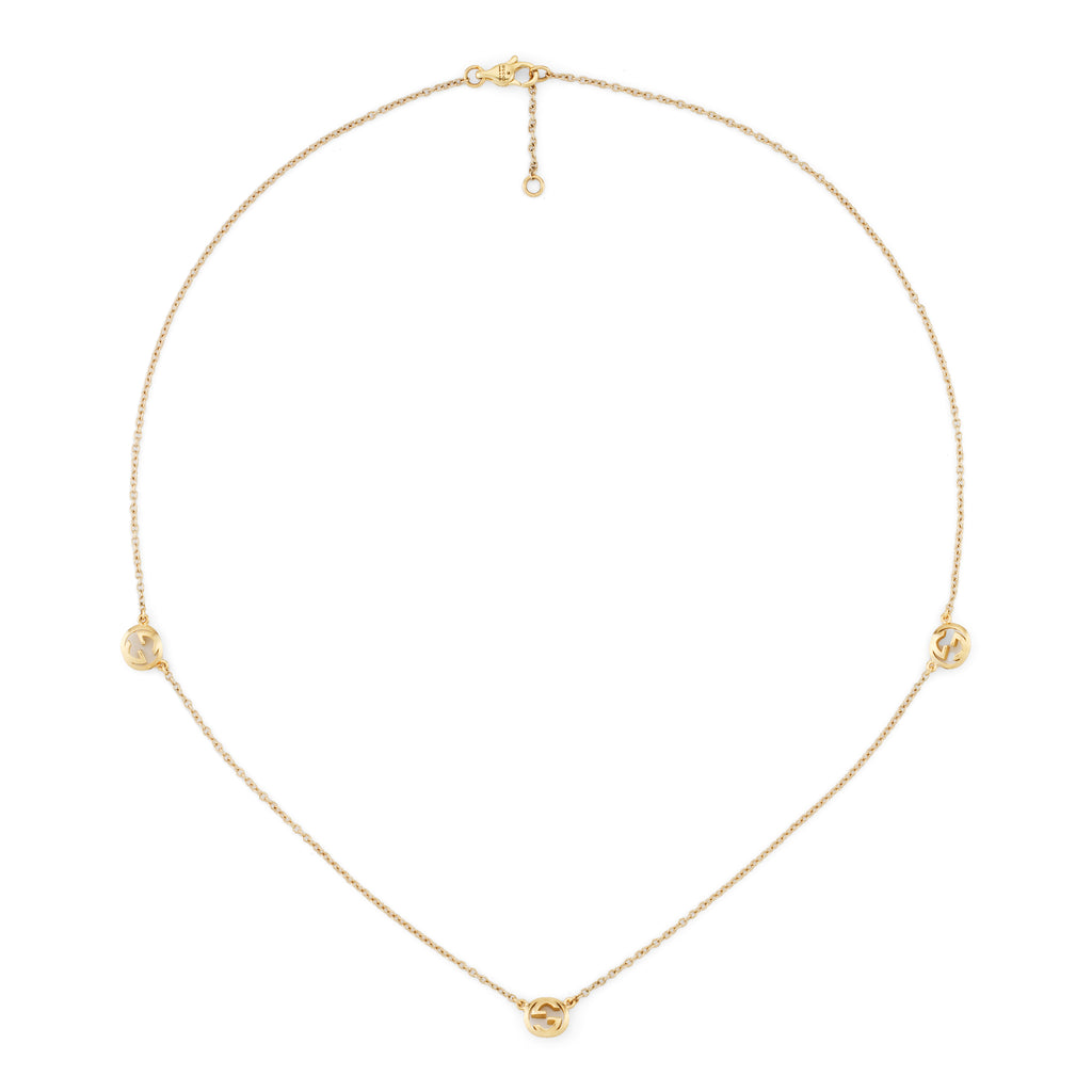 Gucci Interlocking 18ct Yellow Gold Station Necklace YBB87419500100U