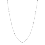 9ct white gold polished ball station necklace