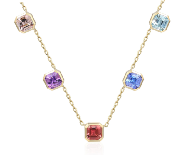 9ct Yellow Gold 2.99ct Mixed Gemstone Necklace