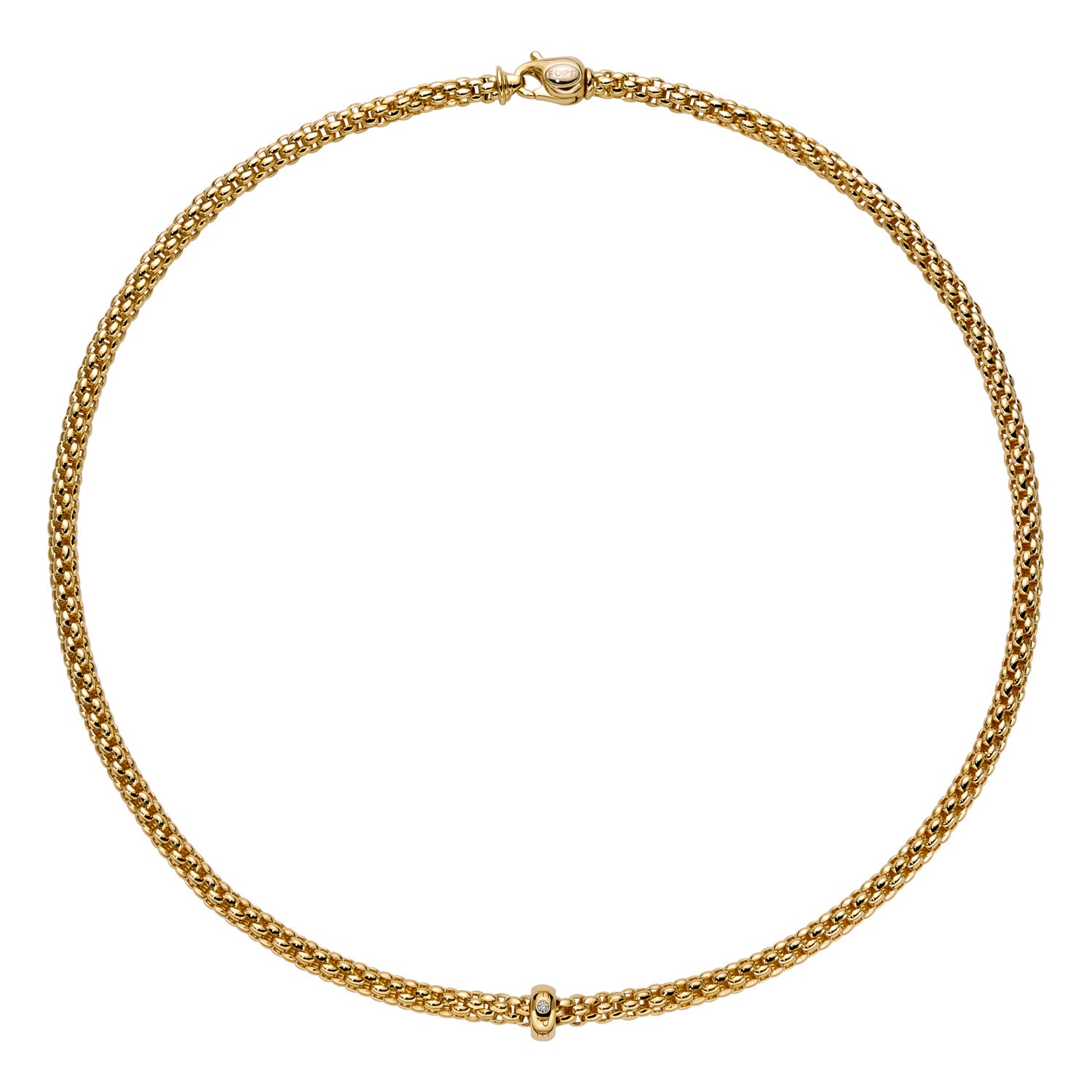 FOPE 18ct Yellow Gold Solo 0.01ct Diamond Necklace 62306CX_BB_G_XGX