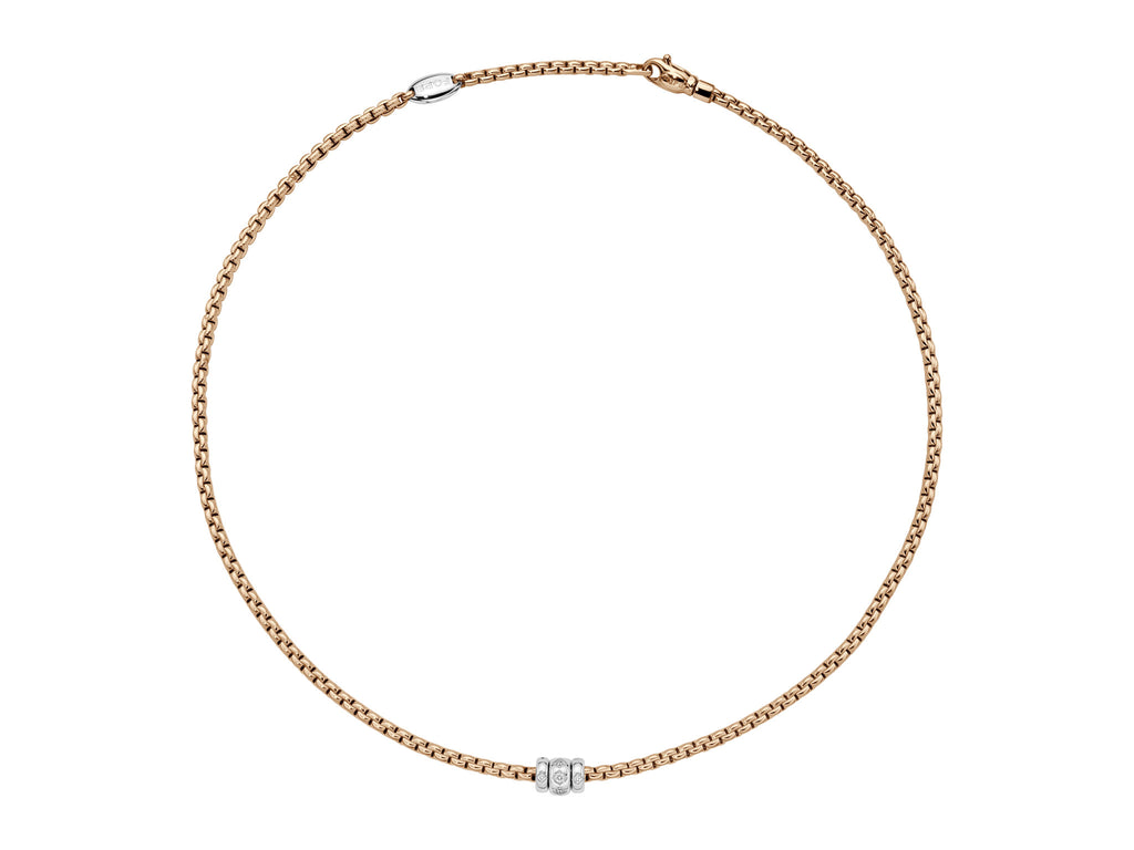 Fope 18ct Rose Gold Eka 0.18ct Diamond Necklace 73101C3_PB_R_BBB_043