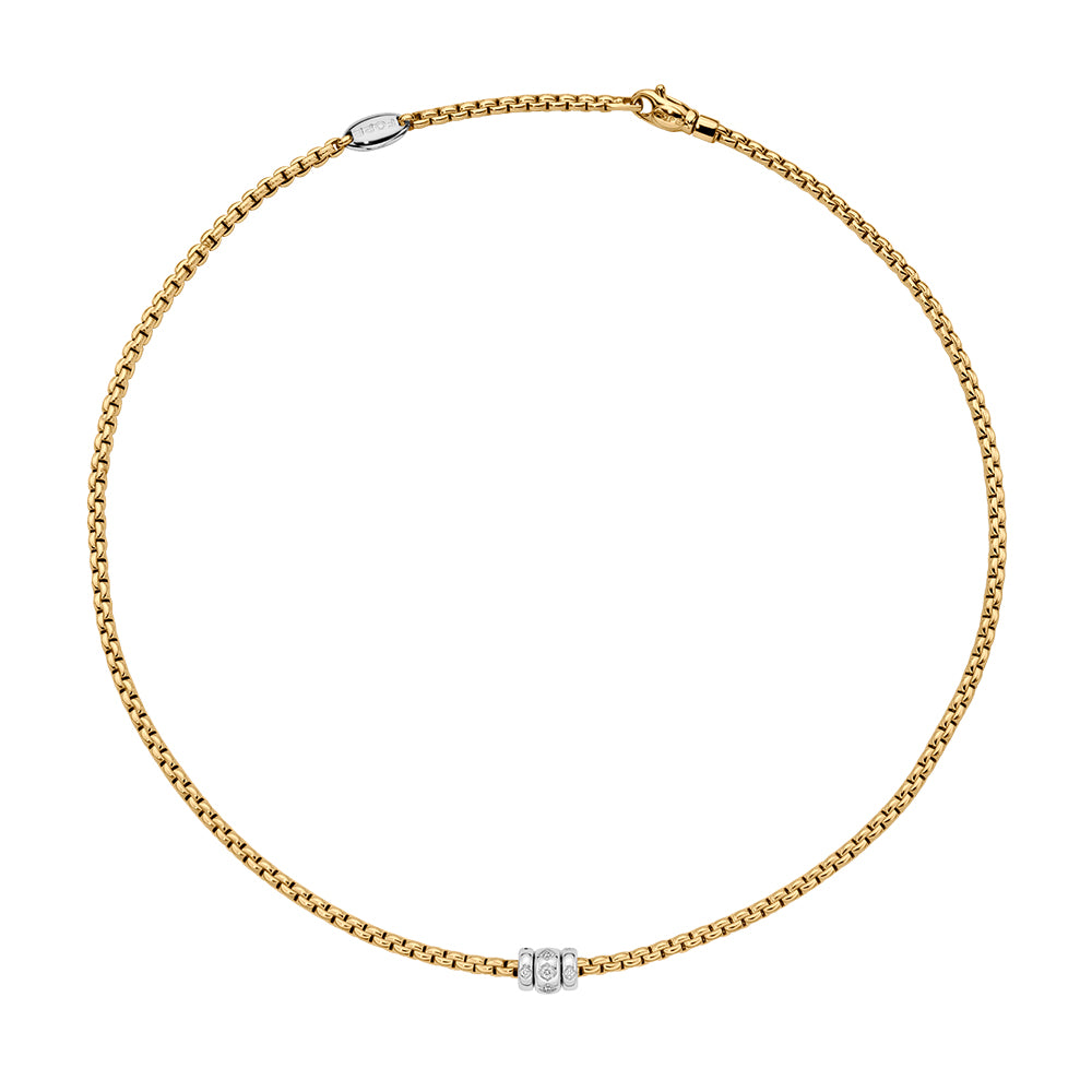 FOPE 18ct Yellow Gold Eka 0.18ct Diamond Necklace 73101C3_PB_G_BBB