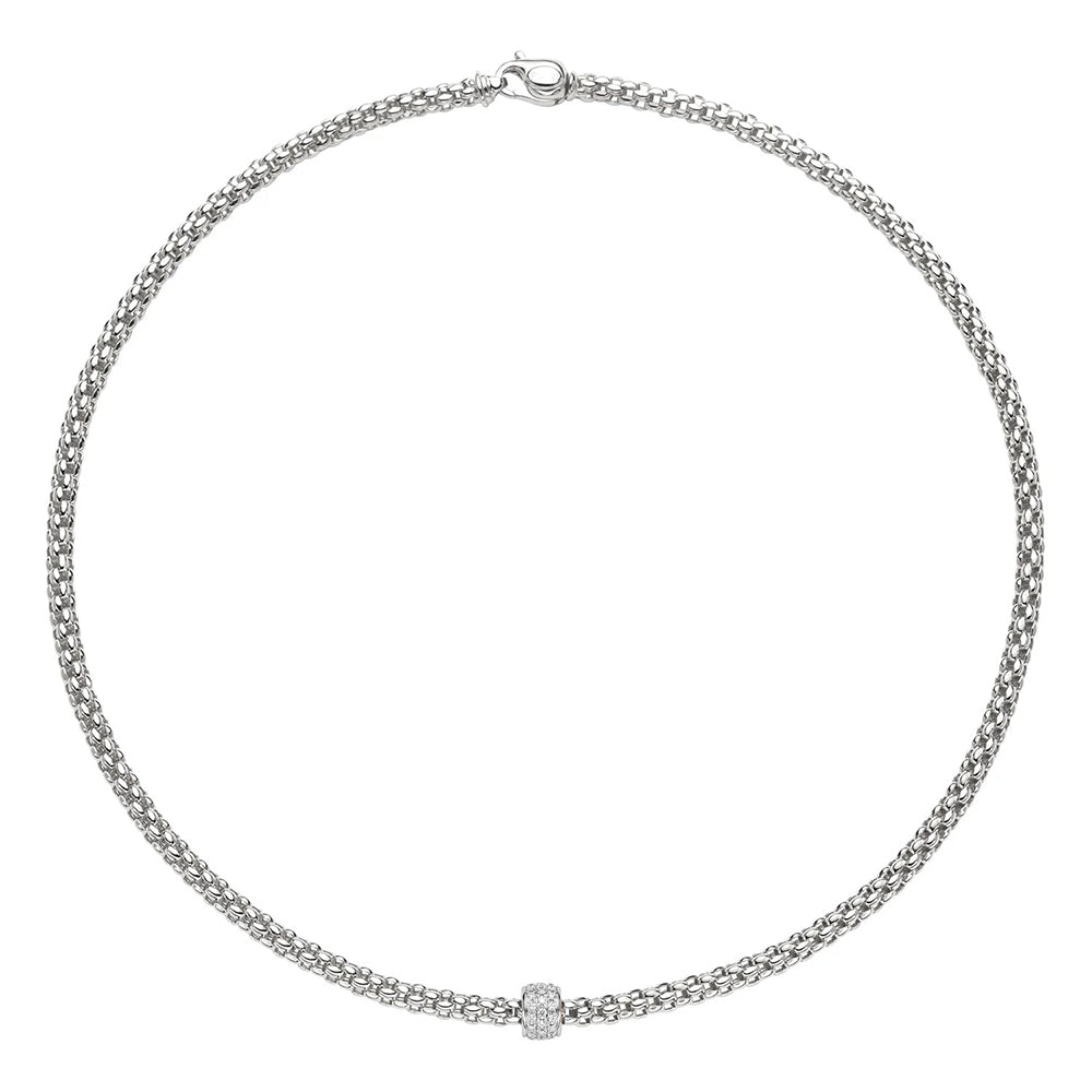 FOPE 18ct White Gold Solo 0.29ct Diamond Necklace 63406CX_PB_B_XBX_043