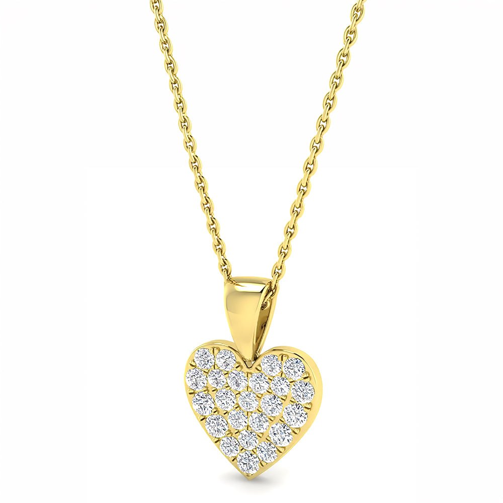 9ct Yellow Gold 0.42ct Diamond Heart Necklace