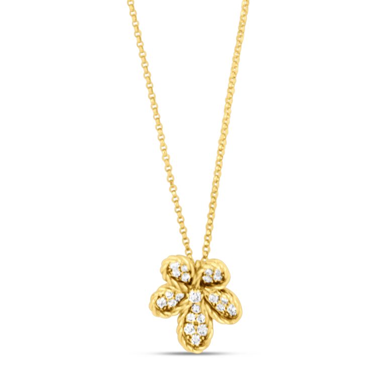 Roberto Coin 18ct Yellow Gold 0.37ct Diamond Jasmine Necklace ADR777CL3768