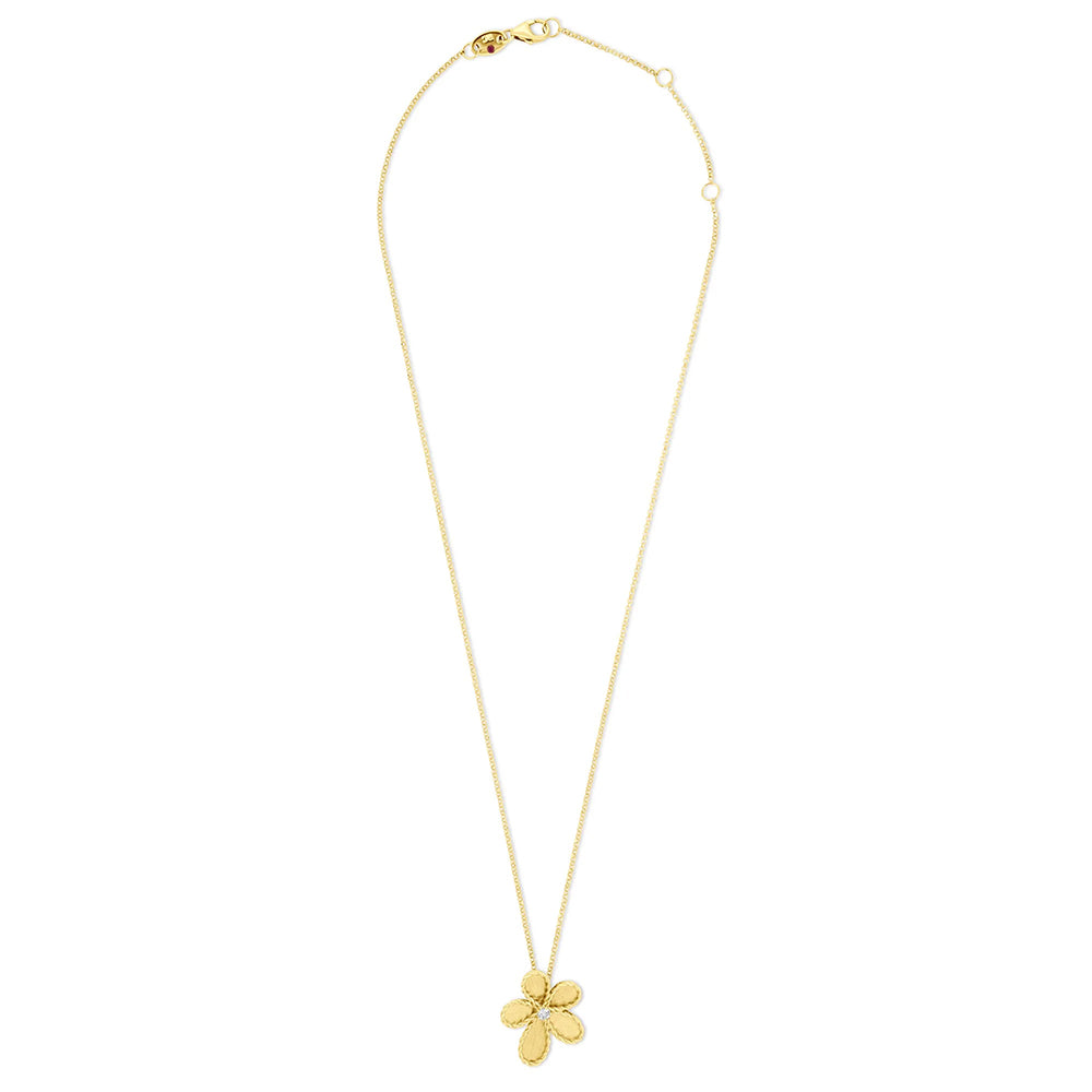 Roberto Coin 18ct Yellow Gold 0.076ct Diamond Jasmine Necklace ADR777CL3646