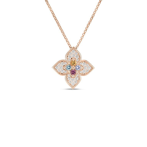 Roberto Coin 18ct Rose Gold 0.35ct Diamond And 0.20ct Mixed Gemstone Venetian Princess Carnival Necklace ADV777CL3648