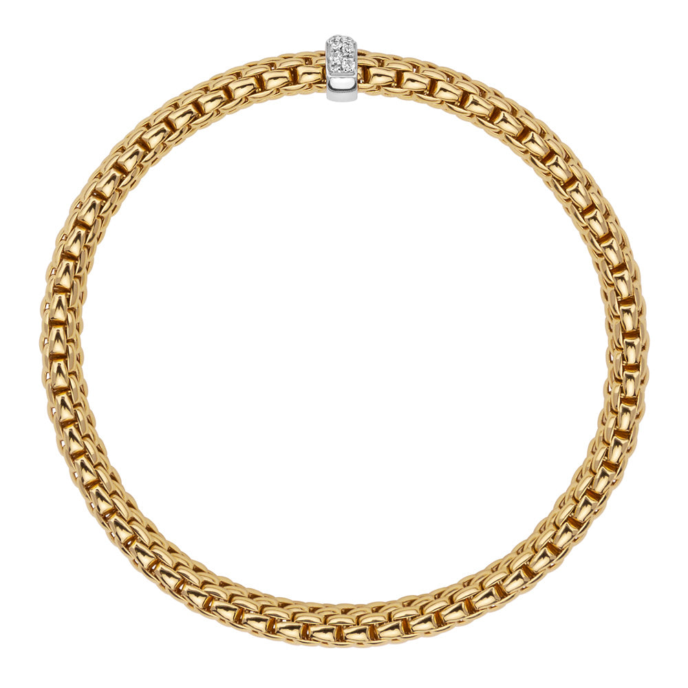 FOPE 18ct Yellow And White Gold Vendome Flex-It 0.10ct Diamond Bracelet 56002BX_BB_G_XBX