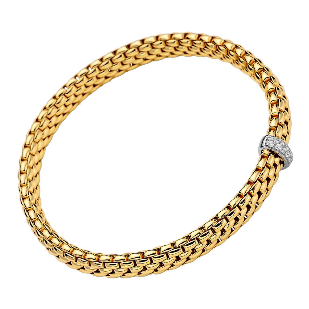 FOPE 18ct Yellow And White Gold Vendome Flex-It 0.10ct Diamond Bracelet 56002BX_BB_G_XBX