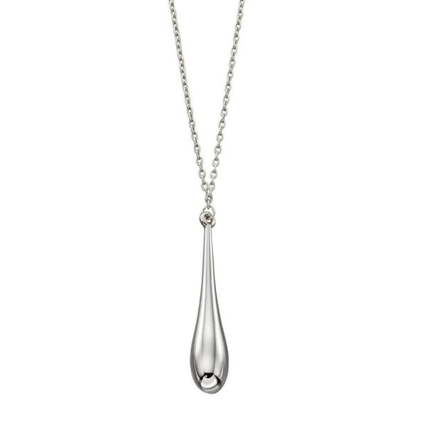 9ct White Gold Elongated Teardrop Necklace GN307