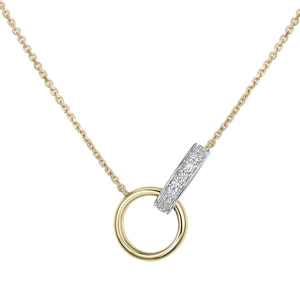 18ct Yellow And White Gold 0.21ct Diamond Interlocking Necklace
