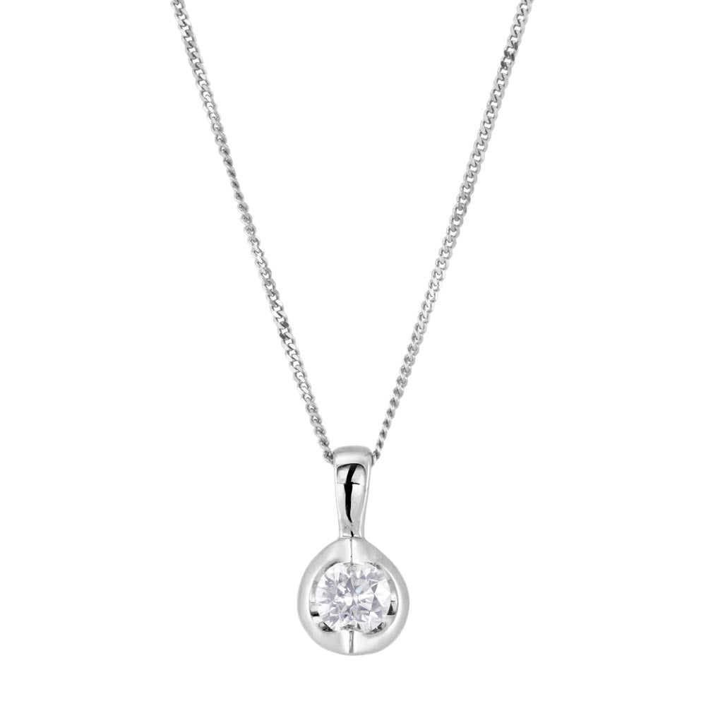 18ct white gold round brilliant cut diamond eclipse necklace