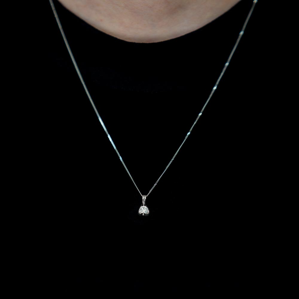 18ct White Gold Round Brilliant Cut Diamond Eclipse Necklace