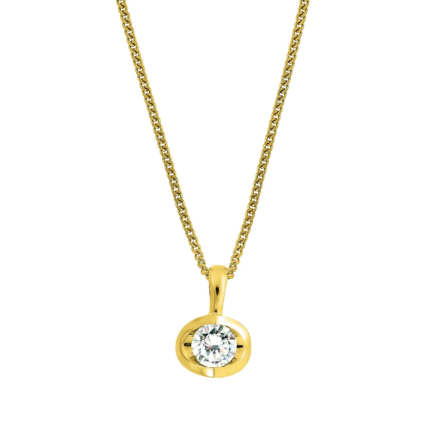 18ct yellow gold round brilliant cut diamond eclipse necklace