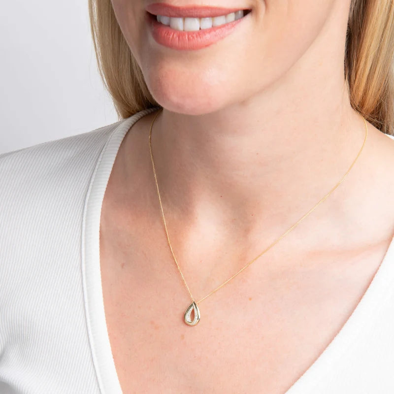 9ct Yellow Gold Diamond Teardrop Pendant Only GP2403