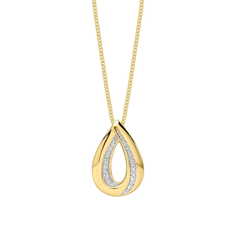 9ct Yellow Gold Diamond Teardrop Pendant Only GP2403